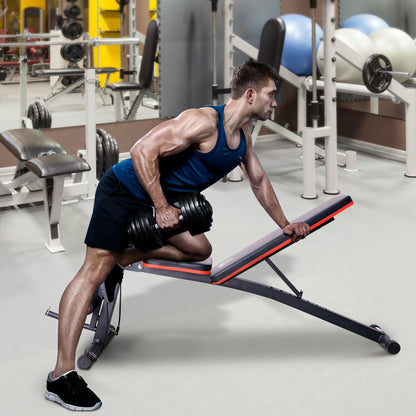 Panca Multifunzione Regolabile per Addominali, Panca Pesi Palestra per Allenamento Braccia e Gambe 54x160x106cm, Nero e Rosso