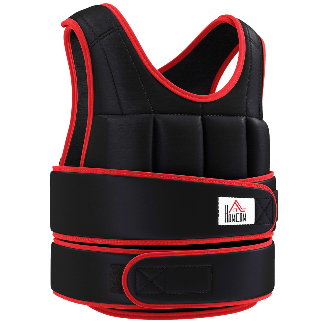 Giubbotto Zavorrato 20kg Unisex 38 Pesi Singoli, Imbottitura, Chiusure, Nero e Rosso