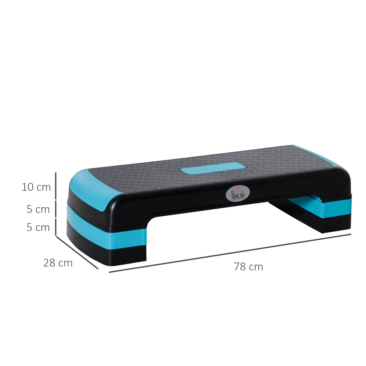 Step Fitness per Aerobica Regolabile su 3 Altezze 10-15-20 cm in Plastica, Nero e Blu