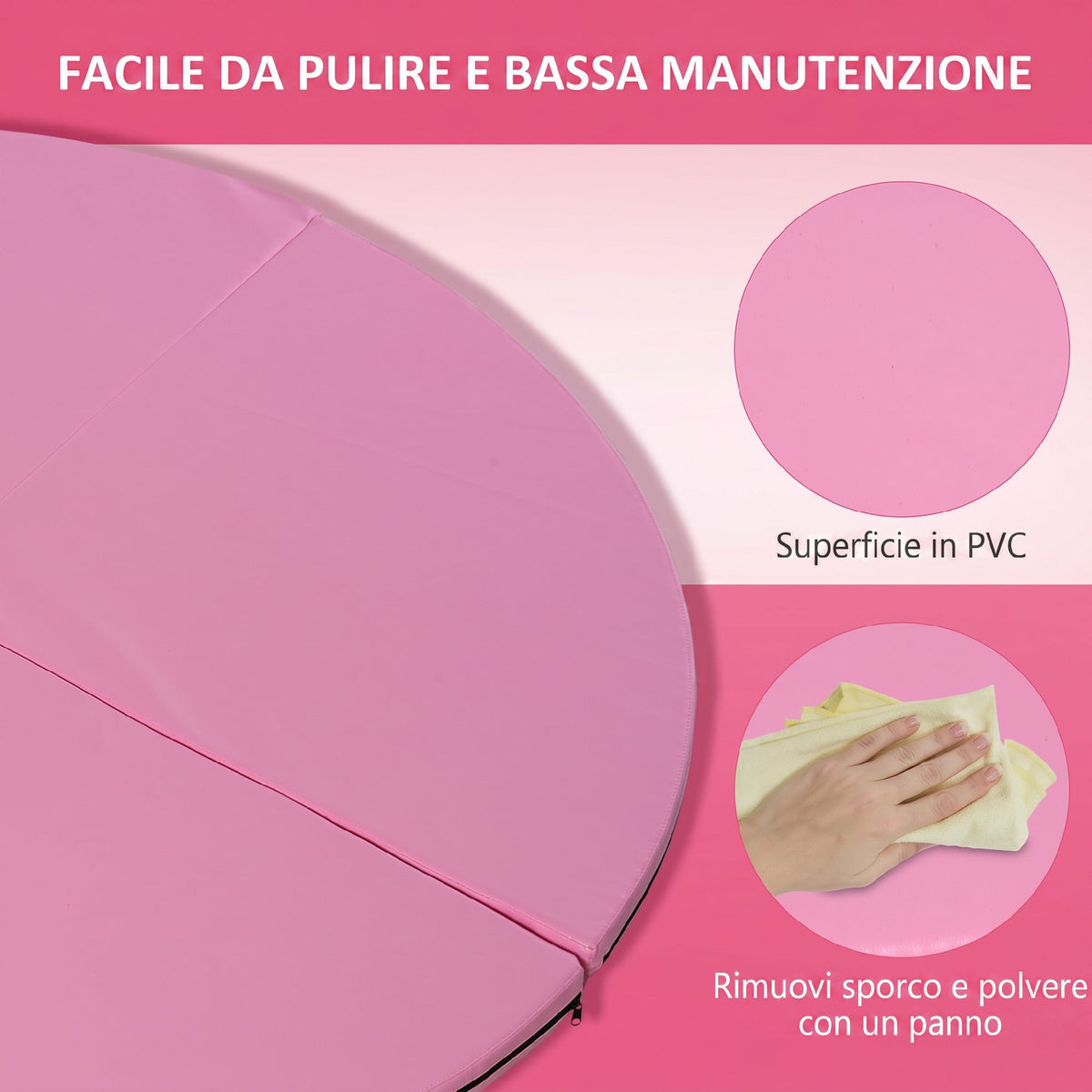 Tappeto Pole Dance Antiscivolo Pieghevole in Schiuma EPE e PVC, 150x5cm, Rosa