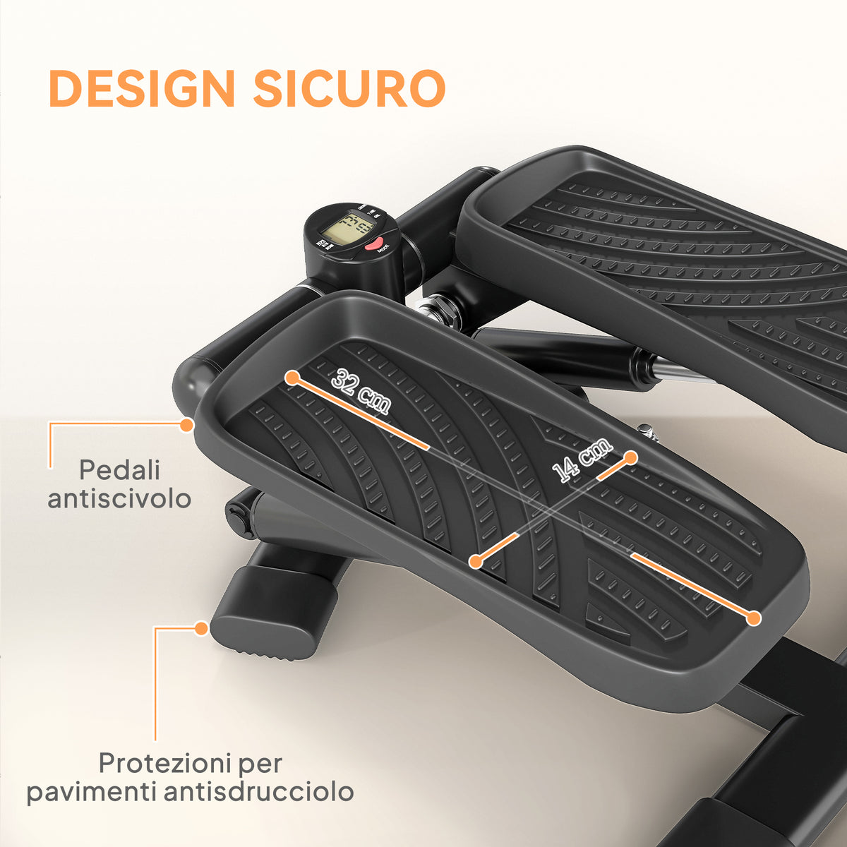 Stepper Twister 2 in 1 con Monitor LCD, Pedali Grandi e Antiscivolo, Capacità 100 kg, Nero