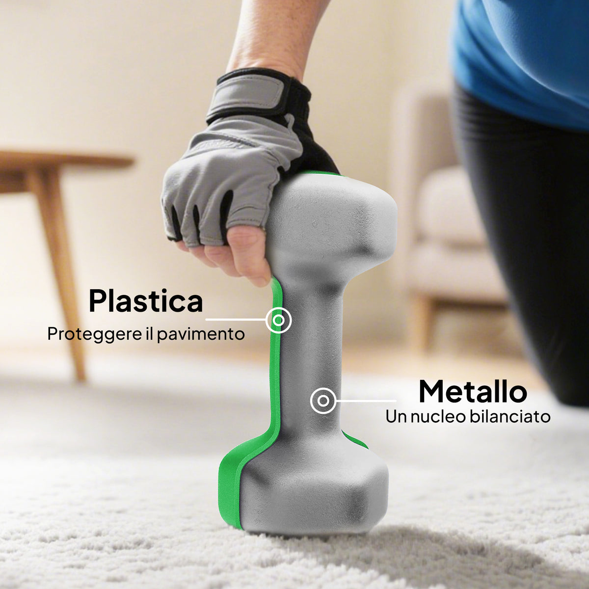 Kit Pesi Esagonali da 18 kg Totali con Supporto Incluso, in Acciaio, Metallo e Plastica, Multicolore