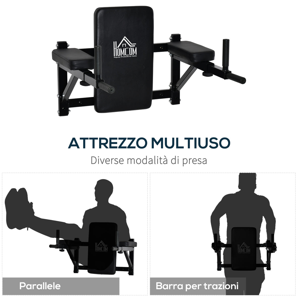 Supporto per Sollevamenti Fissaggio a Parete, Sbarra per Trazioni per Allenamento Muscolari Tubi d&