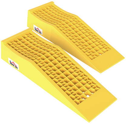 Set 2 Rampe di Carico in Plastica per Auto con Capacità 3 Tonnellate e Superficie Antiscivolo, Giallo