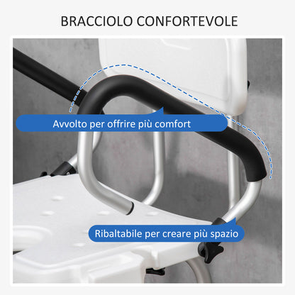 Sedia per doccia per Anziani, Disabili e Donne Incinte Imbottita con forma a U, 54x52x70-82cm, Bianco