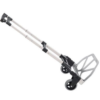 Carrello Portapacchi Pieghevole max 70kg con Maniglie Telescopiche e Altezza Regolabile, 41x38.5x100 cm, Argento