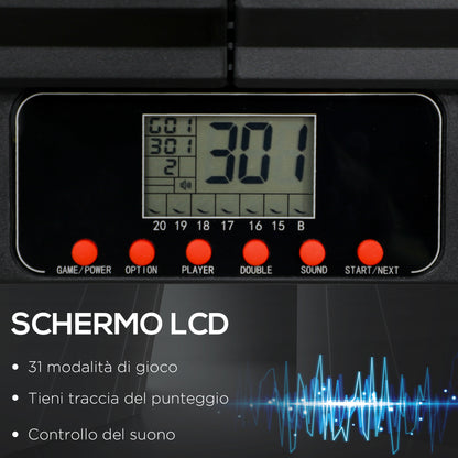 Bersaglio Freccette Elettronico in PP con 6 Freccette e Monitor LCD, 83x45x4 cm, Rosso e Nero