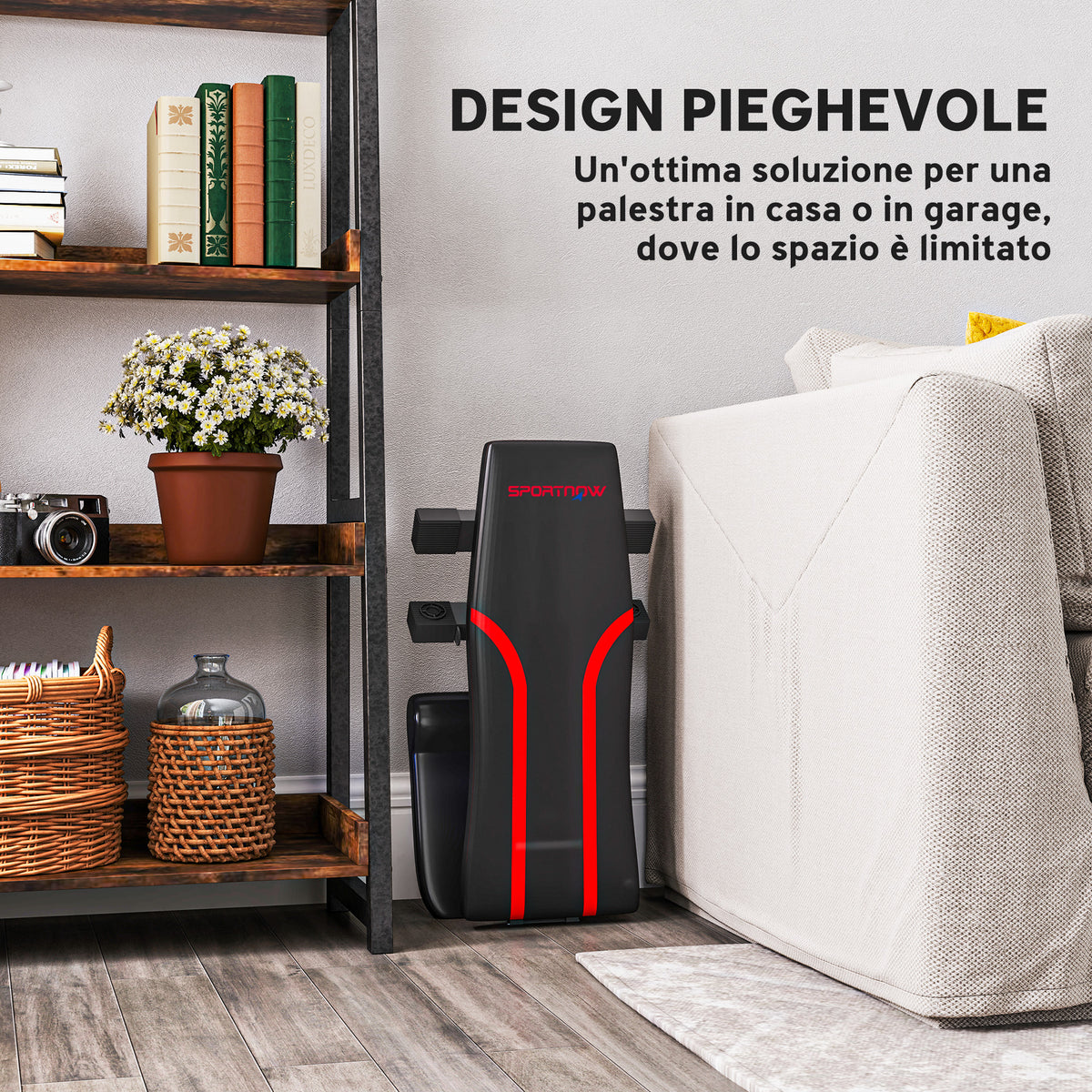 Panca Palestra Pieghevole, Panca Addominali Multifunzione Inclinabile con Schienale Regolabile a 6 Livelli Nero