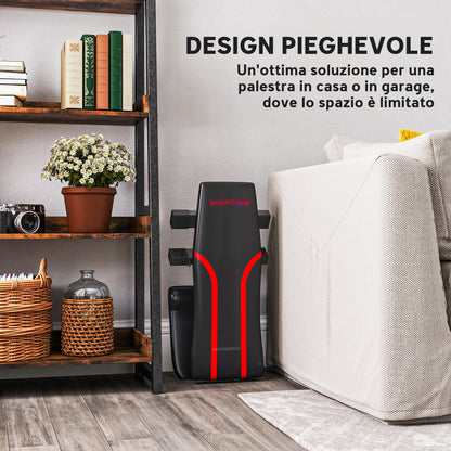 Panca Palestra Pieghevole, Panca Addominali Multifunzione Inclinabile con Schienale Regolabile a 6 Livelli Nero