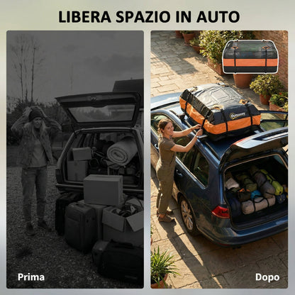 Portabagagli da Tetto Impermeabile, 425 Litri, Arancione