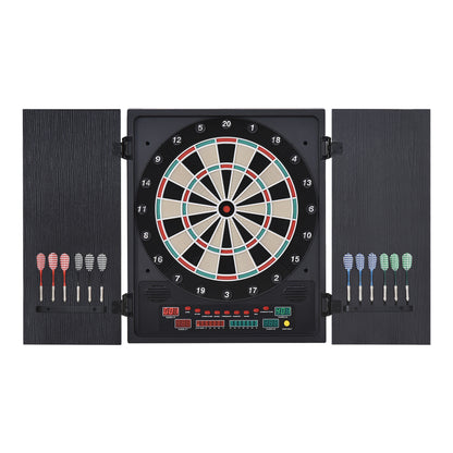 Bersaglio Freccette Elettronico con Punteggio Automatico, 12 Freccette e 6 Display, 51x6.5x57cm, Nero