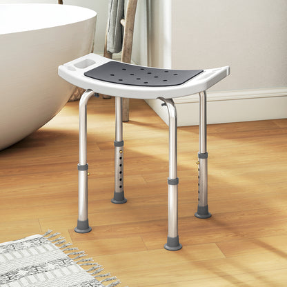 Sgabello da Doccia in Lega di Alluminio e Plastica Antiscivolo, Altezza Regolabile 6 Livelli 39-52cm, Grigio
