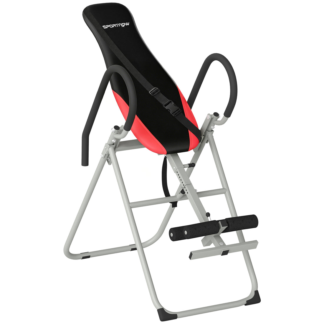 Panca ad Inversione Pieghevole e Regolabile con Cintura di Sicurezza, in Acciaio,122x59x130 cm, Rosso e Nero