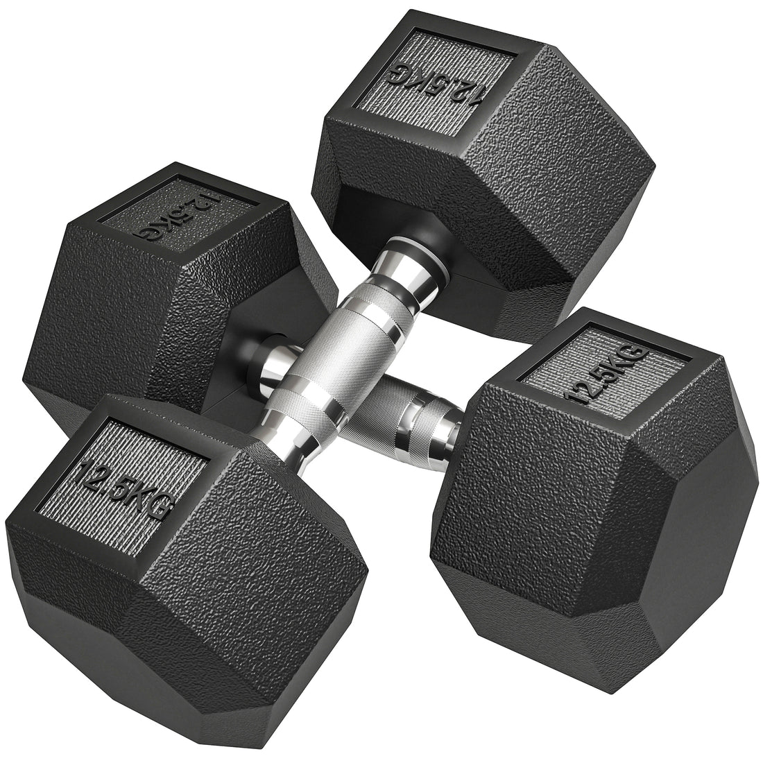 Set di Manubri Palestra da 2x12.5 kg Esagonale, Pesi per Palestra con Impugnatura Zigrinata Antiscivolo, Nero