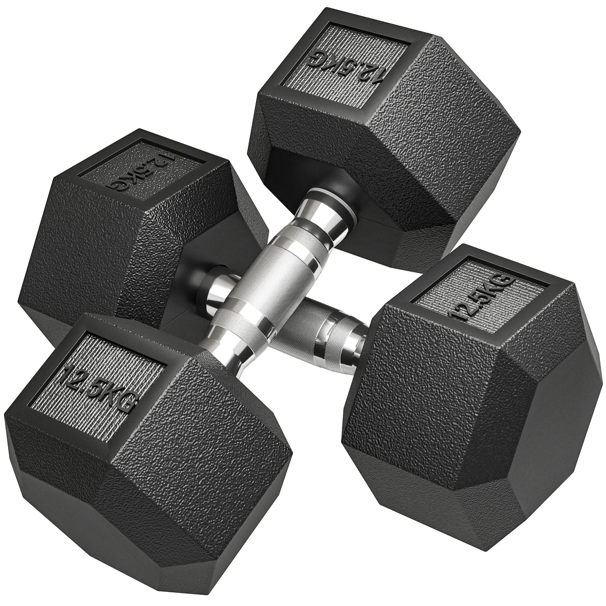 Set di Manubri Palestra da 2x12.5 kg Esagonale, Pesi per Palestra con Impugnatura Zigrinata Antiscivolo, Nero