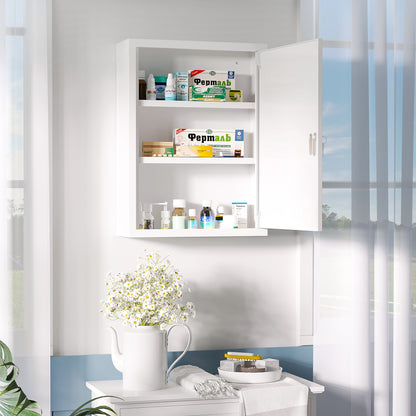 Armadietto Medicinali a 3 Ripiani con Serratura e 2 Chiavi, in Acciaio, 40x15x53.5 cm, Bianco