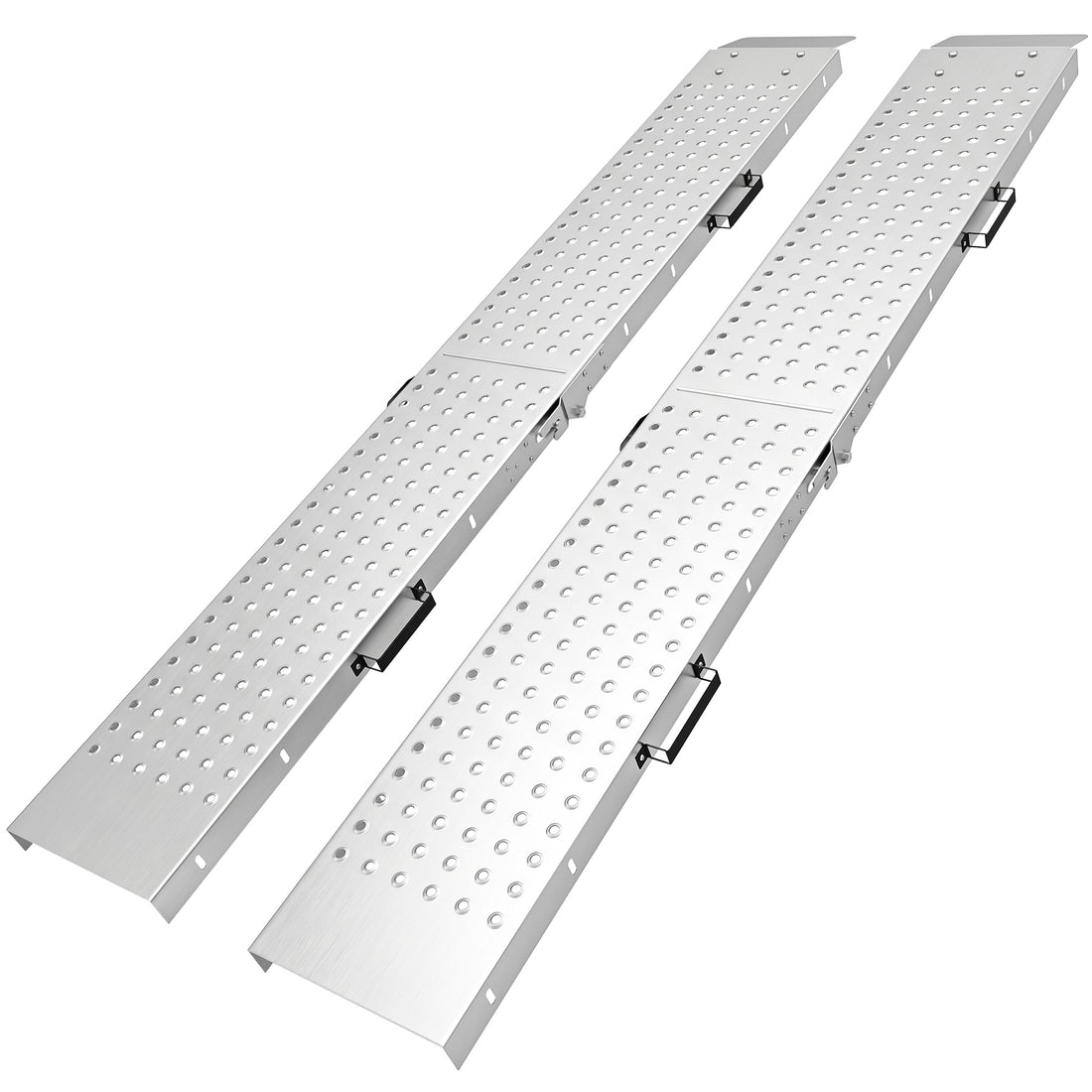Set 2 Rampe di Carico Pieghevoli, 400 kg, per Moto/ATV/Rimorchio/Pick-up, 180 x 25.5 cm, Argento