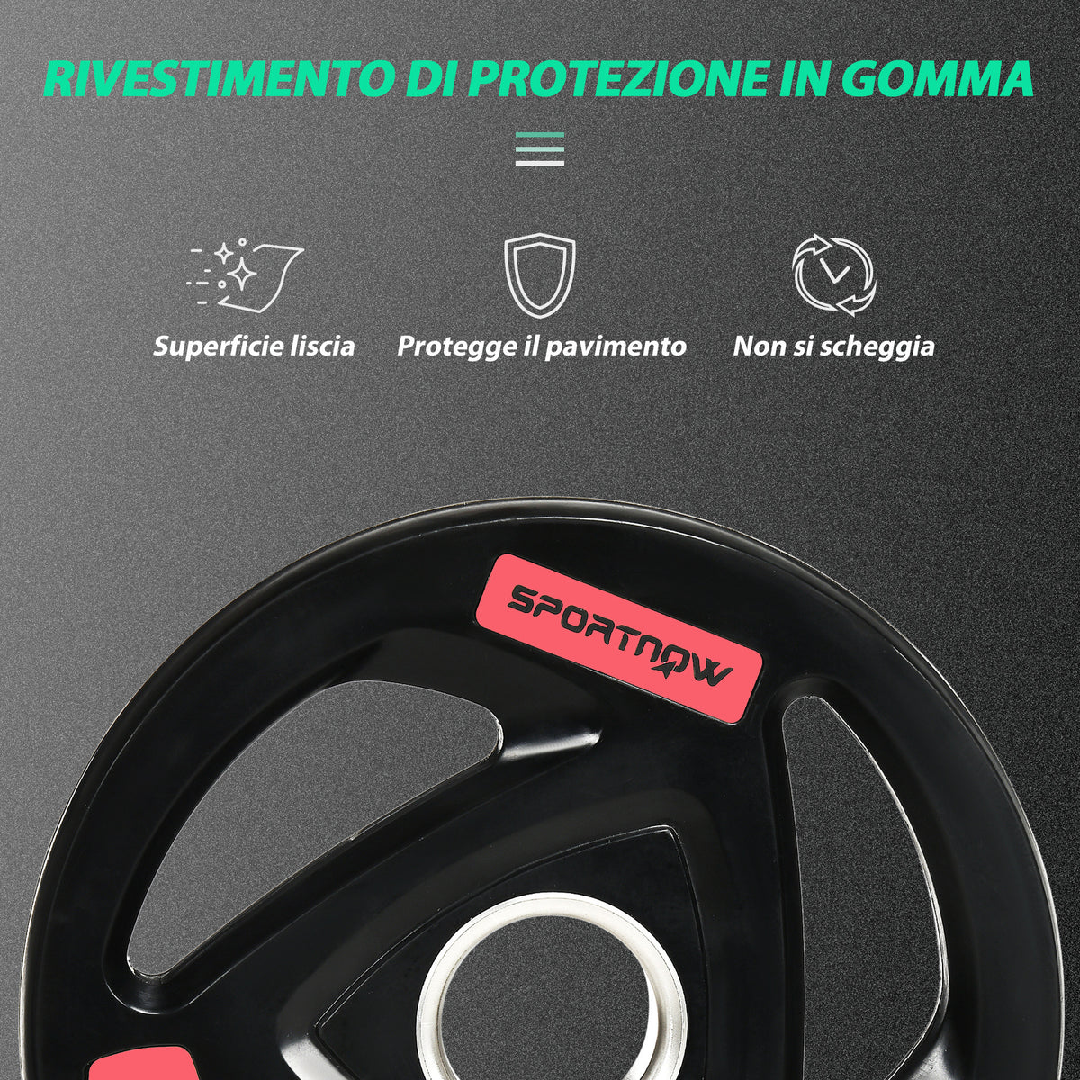 Set di 2 Dischi Pesi da 10kg in Acciaio con Rivestimento in Gomma per Bilanciere