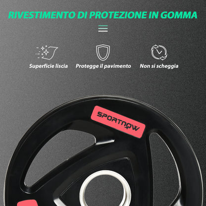 Set di 2 Dischi Pesi da 10kg in Acciaio con Rivestimento in Gomma per Bilanciere