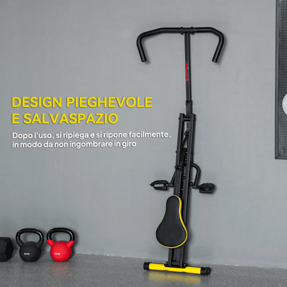 Macchina Total Crunch Pieghevole con Seduta Regolabile, in Metallo e Plastica, 57x105x115 cm, Giallo