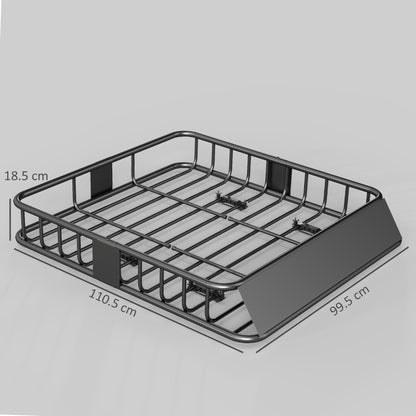 Portapacchi per Auto in Acciaio da 90.7 kg con Deflettori e Guide Laterali, 110.5x99.5x18.5 cm, Nero