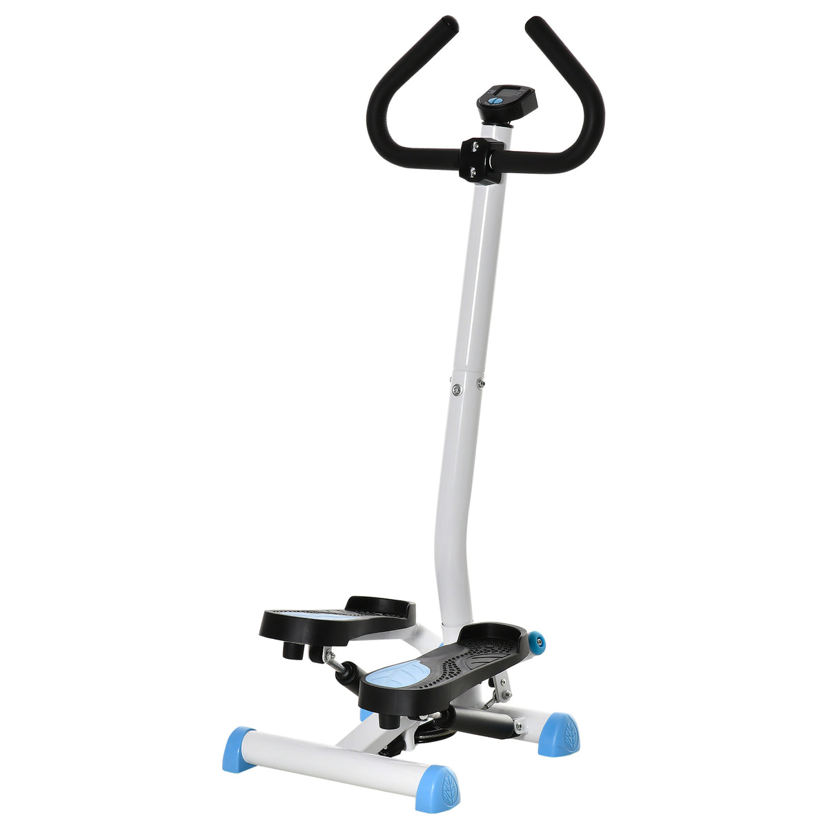 Stepper con Manubrio, Pedali Antiscivolo e Monitor LCD, in Acciaio e ABS, 55x44x108 cm, Bianco Nero e Bianco