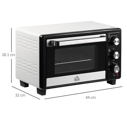 Fornetto Elettrico 16L Temperatura Regolabile e Timer, 3 Metodi di Cottura e Accessori, 1400W, Bianco