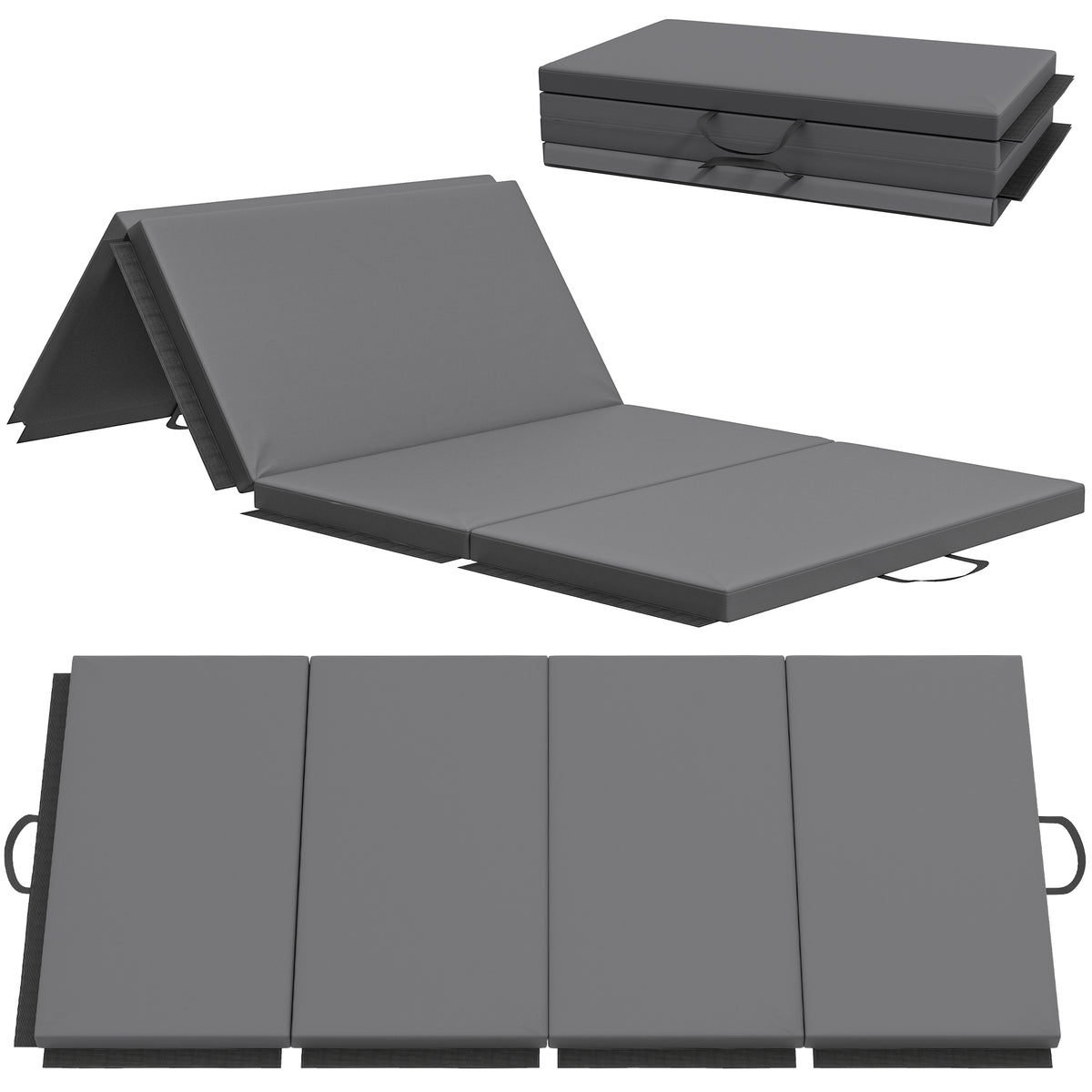 Tappetino da Ginnastica Pieghevole, Materassino Fitness Spesso 5 cm e Antiscivolo, 180x80x5 cm, Grigio