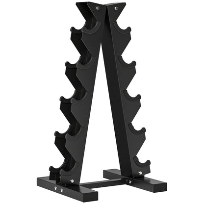 Rastrelliera per Manubri in Acciaio a 5 Livelli con Inserti in Plastica, 35x33x66 cm, Nera