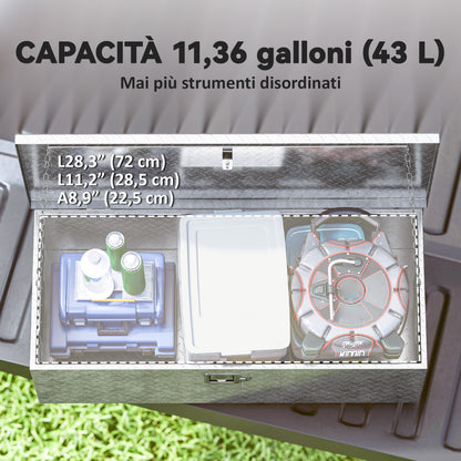Cassetta degli Attrezzi da 43L in Alluminio con Serratura, 2 Chiavi e Maniglia Laterale, 76.2x33x24.4 cm, Argento