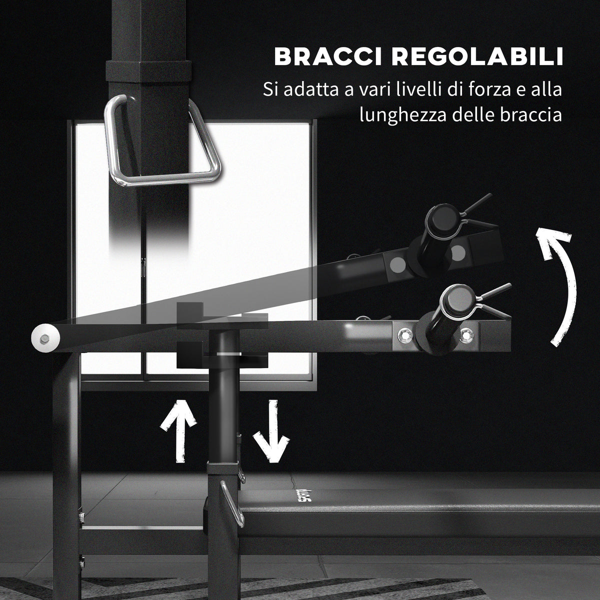 Macchina Pettorali ad Altezza Regolabile in Acciaio, 150x150x60-85 cm, Nero