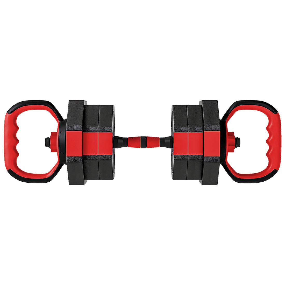 Set Pesi Palestra 6 in 1 Multifunzione da 20kg Totali in Plastica e Sabbia, 125x18x18 cm, Rosso