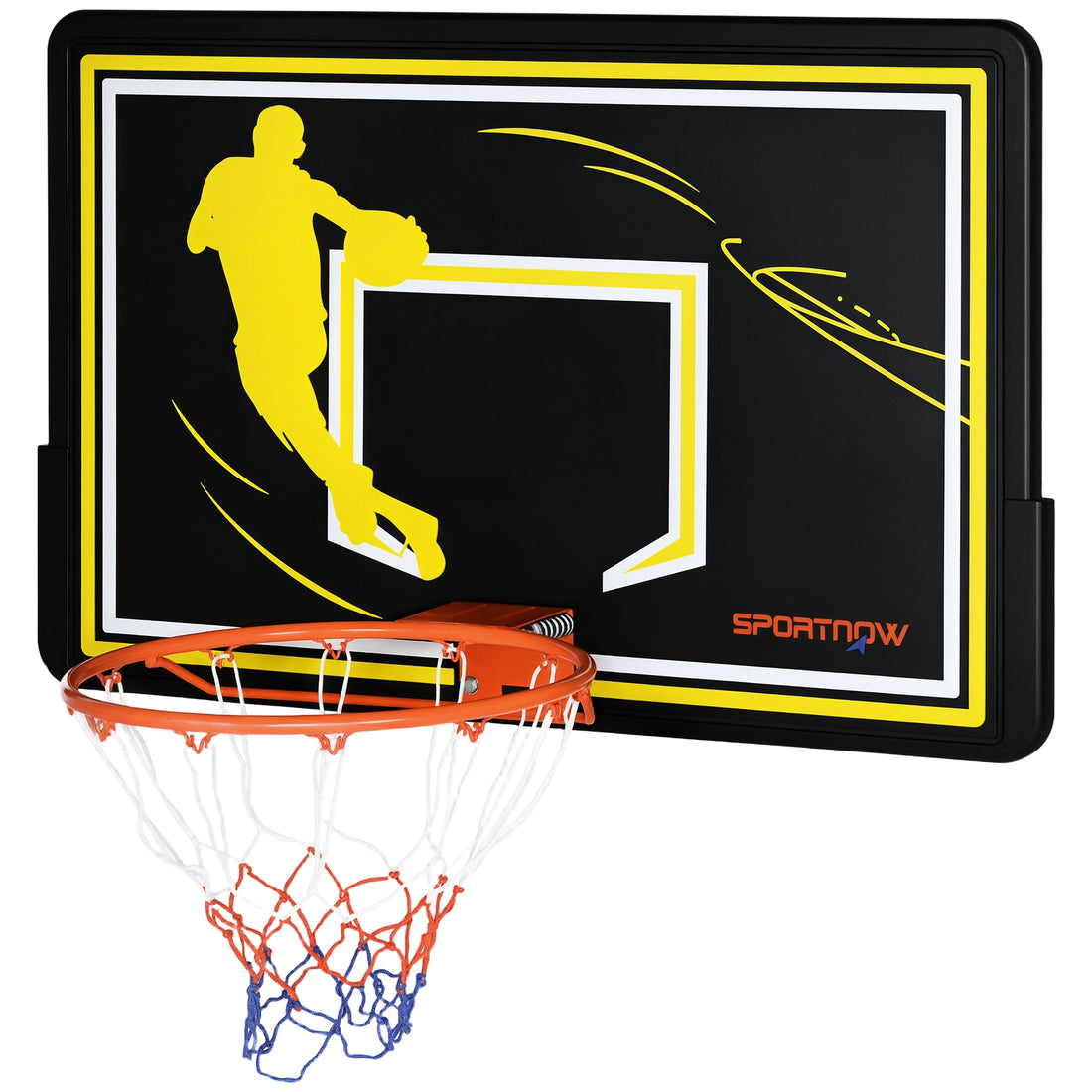 Canestro Basket per Bambini e Adulti da Indoor e Outdoor in Acciaio e PE, 110x90x70 cm, Nero e Giallo