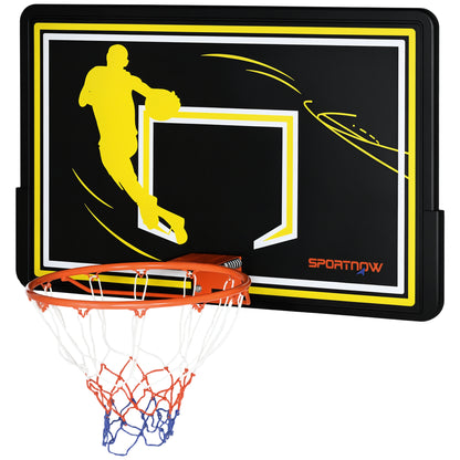 Canestro Basket per Bambini e Adulti da Indoor e Outdoor in Acciaio e PE, 110x90x70 cm, Nero e Giallo