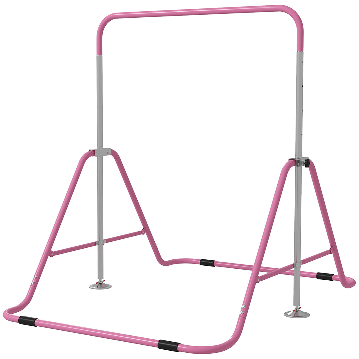 Sbarra per Trazioni Pieghevole per Bambini 3-8 Anni con Altezze Regolabili in Acciaio, 154x106.2x88.5-128.5cm, Rosa