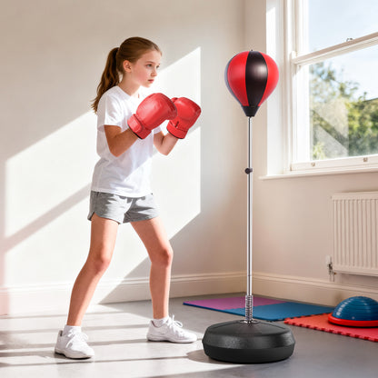 Set Punching Ball da Terra per Adolescenti con Guantoni e Pompa, Altezza Regolabile da 126-144 cm