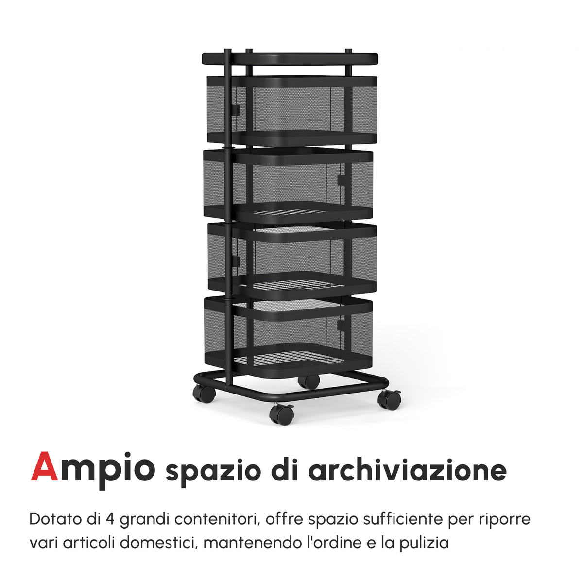 Carrello Portavivande con 4 Cestelli, Piano d&