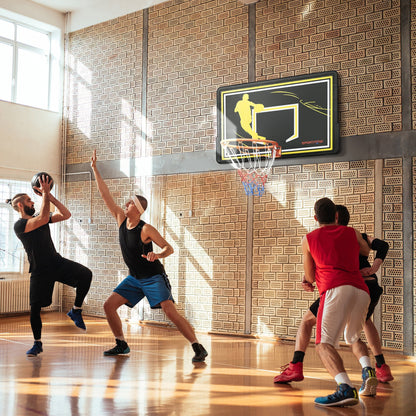 Canestro Basket per Bambini e Adulti da Indoor e Outdoor in Acciaio e PE, 110x90x70 cm, Nero e Giallo