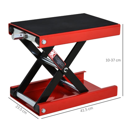 Cavalletto Alzamoto, Sollevatore per Moto in Acciaio Rosso e Nero, Pieghevole e Antiscivolo 41.5 x 23.5 x 10-37cm