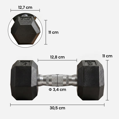 Set di Manubri Palestra, 2x8 kg, con Impugnatura Antiscivolo, Allenamento Forza Fitness Casa, Nero