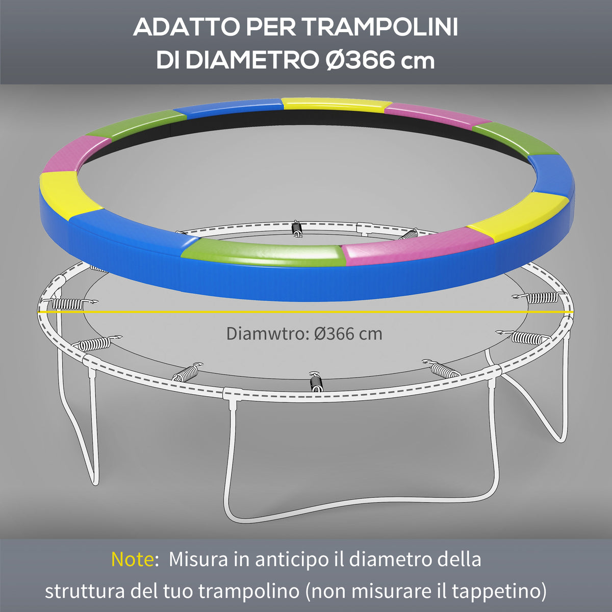 Copertura Tappeto Elastico 366x30 cm Pieghevole e Portatile, in Plastica, PE e Schiuma, Multicolore