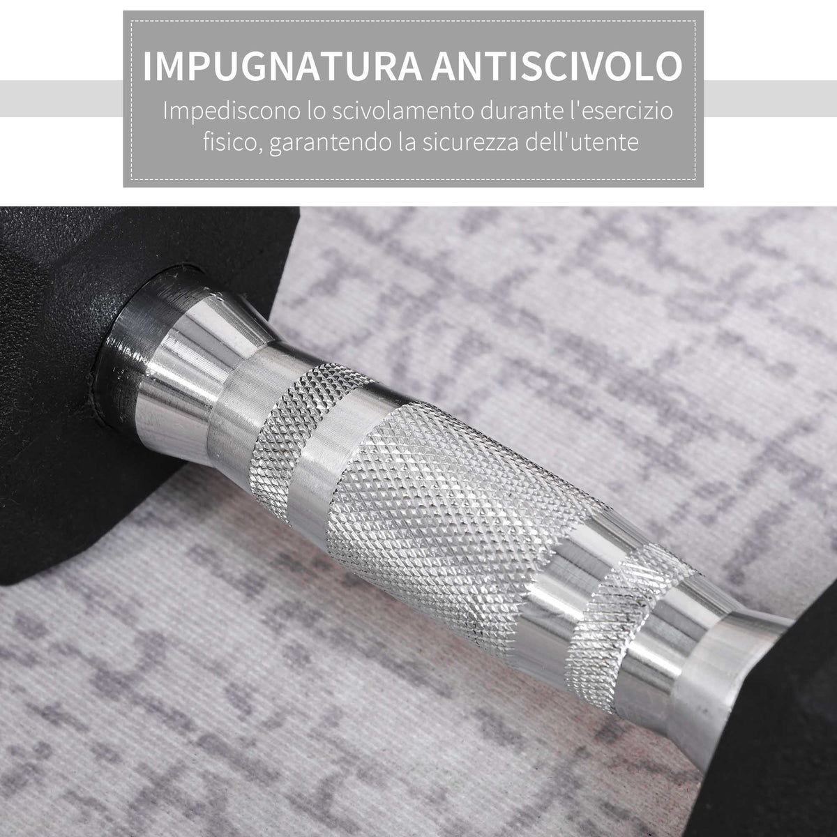 Set di 2 Manubri da 4 kg Esagonali con Presa Antiscivolo e Rivestimento in Gomma, Nero