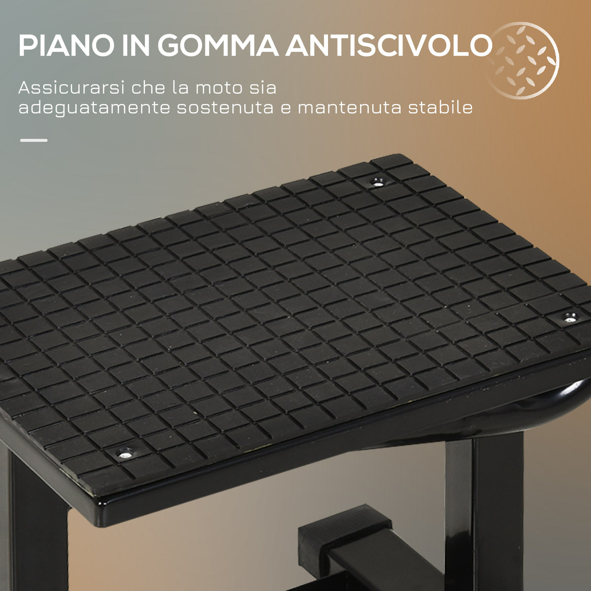 Cavalletto Alzamoto in Acciaio max 150kg con Superficie in Gomma e Manovella, 48x34x43 cm, Nero