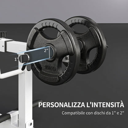 Macchina per Polpacci Seduti Regolabile, per Allenamento Gambe Polpacci, Vita e Braccia, Palestra Casa Domestica, Bianco