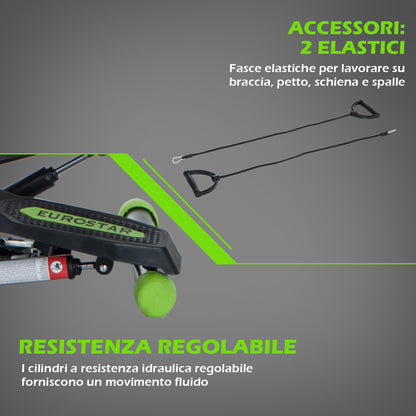 Stepper Professionale con Manubrio e Corde in Acciaio per Allenamento a Casa, 40 x 40 x 118cm, Nero