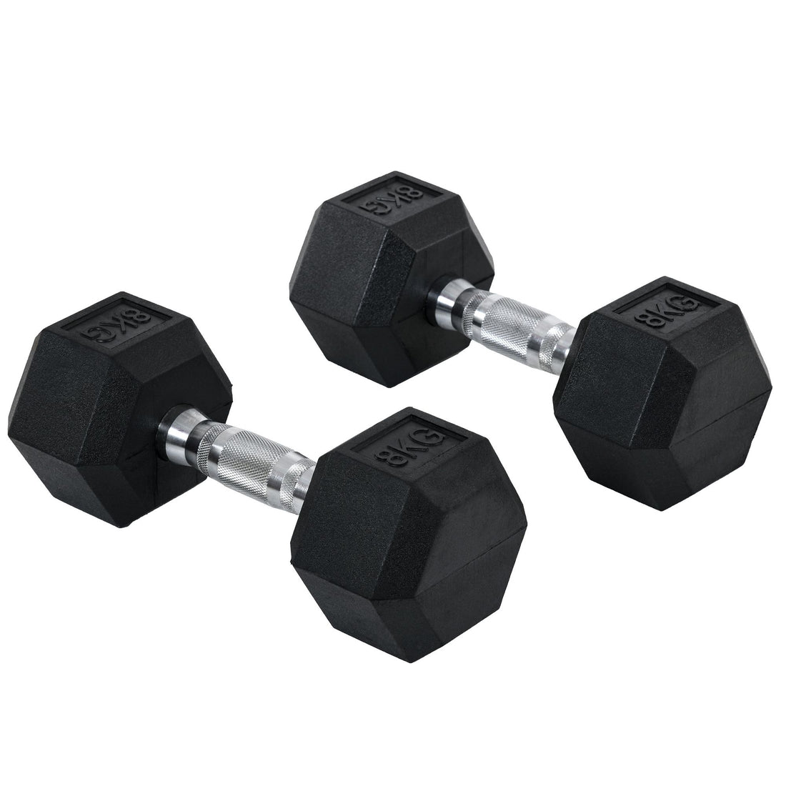 Set di Manubri Palestra, 2x8 kg, con Impugnatura Antiscivolo, Allenamento Forza Fitness Casa, Nero