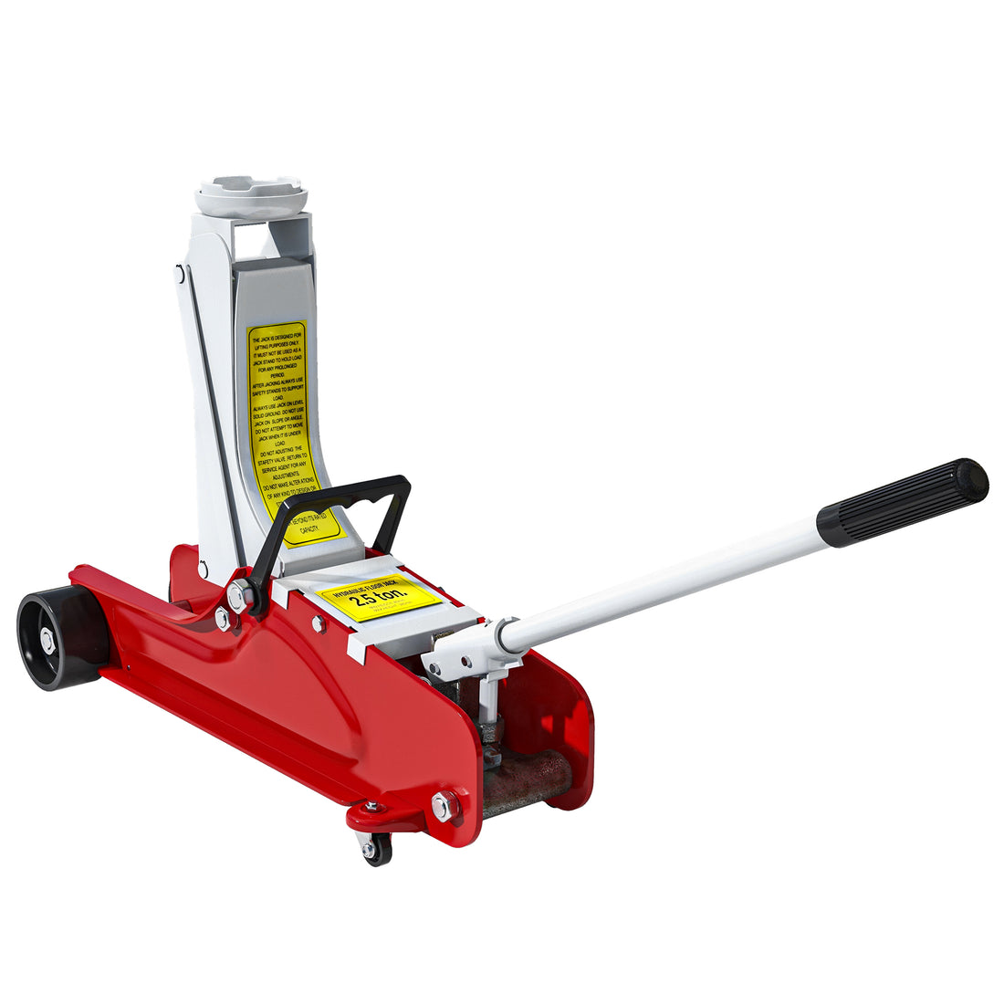 Cric Idraulico Basso con Sollevamento 8-38cm, Acciaio Rinforzato con Capacità 2.5 Tonnellate, Rosso