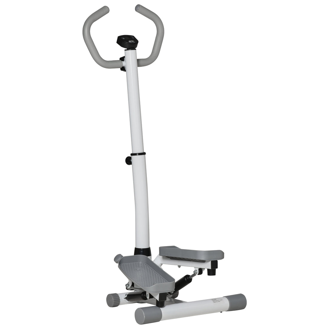 Stepper con Monitor LCD, Manubrio Regolabile ed Elastici, in Acciaio e ABS, Bianco e Grigio