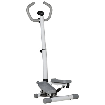 Stepper con Monitor LCD, Manubrio Regolabile ed Elastici, in Acciaio e ABS, Bianco e Grigio