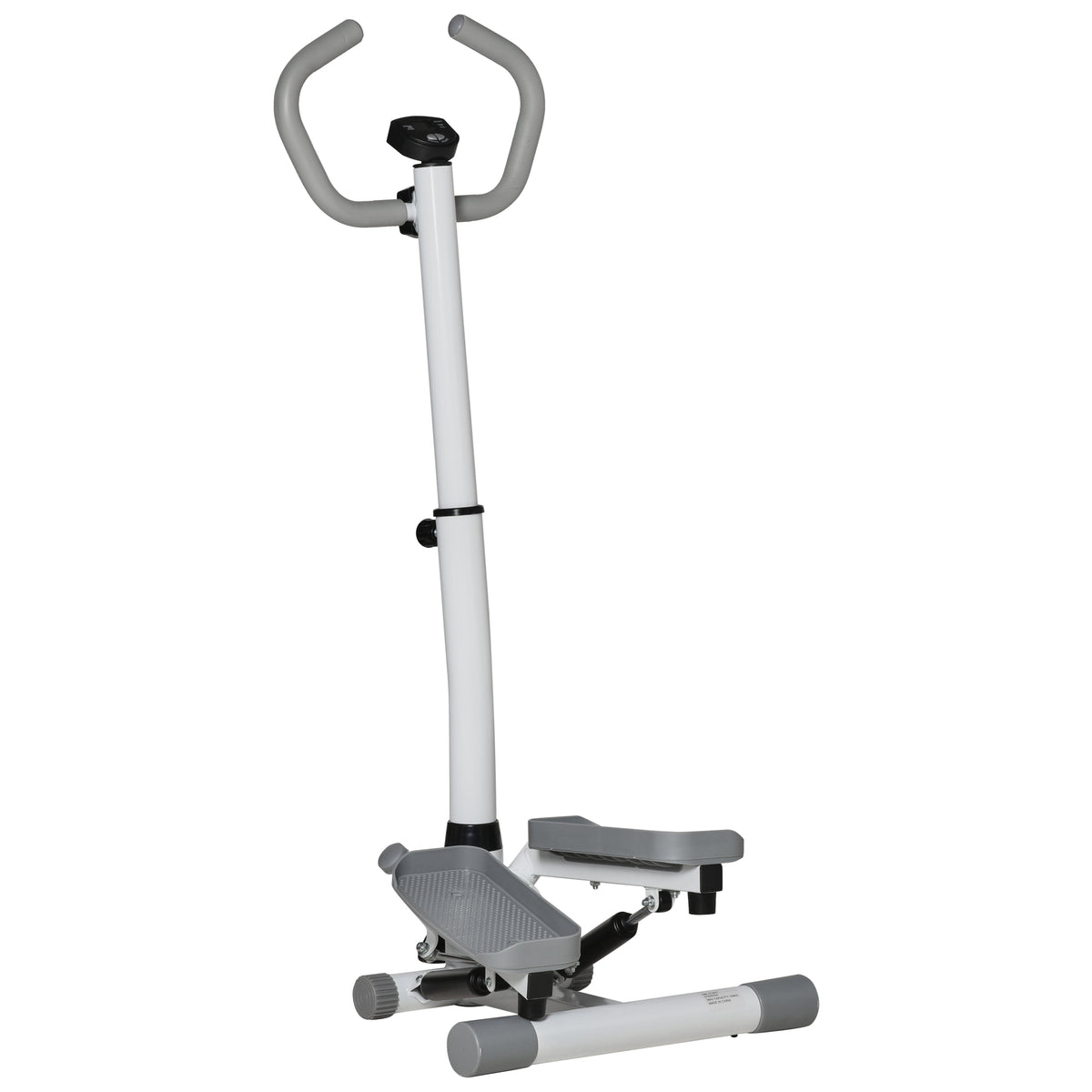 Stepper con Monitor LCD, Manubrio Regolabile ed Elastici, in Acciaio e ABS, Bianco e Grigio